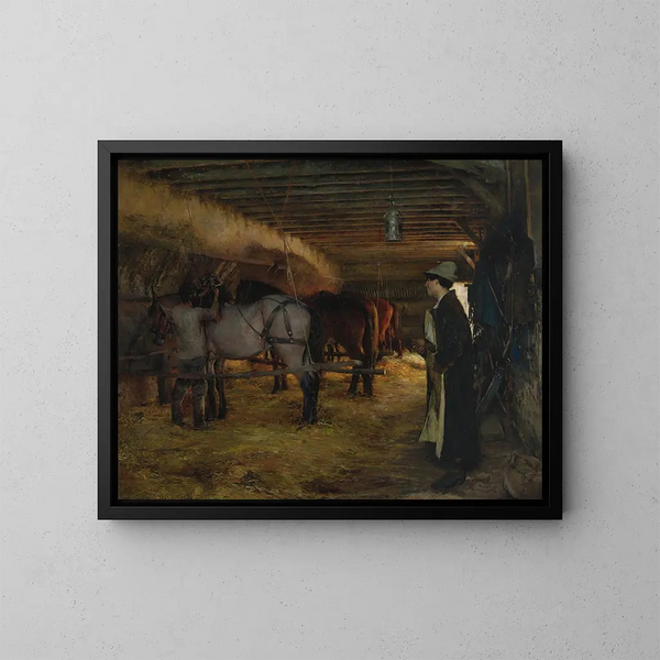 Una stalla - Pascal-Adolphe-Jean Dagnan-Bouveret — quadro incorniciato alla parete