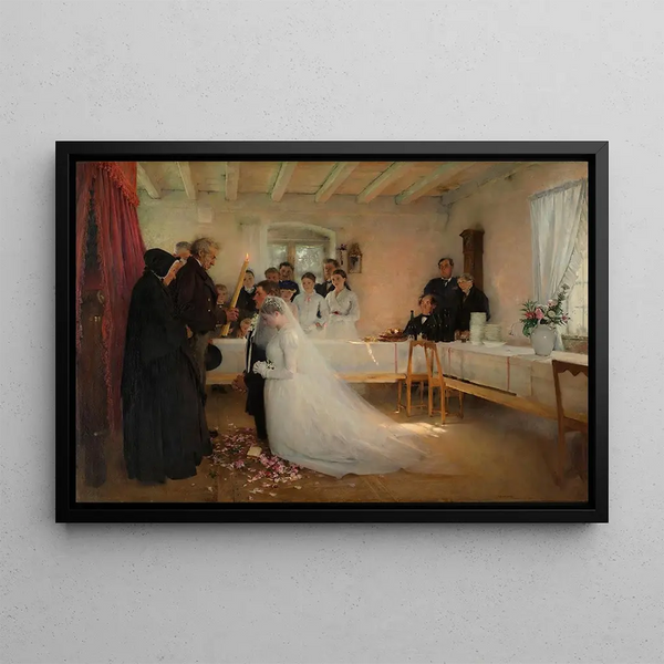 Benedizione della giovane coppia prima del matrimonio - Pascal-Adolphe-Jean Dagnan-Bouveret — quadro incorniciato alla parete