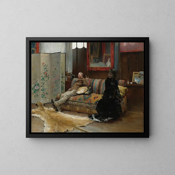 Bouderie nell'atelier di Gustave Courtois - Pascal-Adolphe-Jean Dagnan-Bouveret — quadro incorniciato alla parete