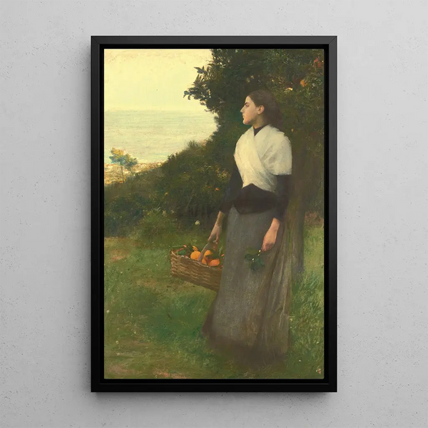 Giovane donna in un giardino di aranci - Pascal-Adolphe-Jean Dagnan-Bouveret — quadro incorniciato alla parete