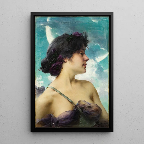 Portrait d'une dame en Diane aussi appelée Una bellezza in viola - Paul-François Quinsac — quadro incorniciato alla parete