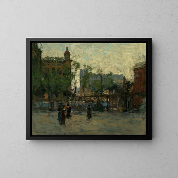 Empire di sera, parco di New York - Paul Cornoyer — quadro incorniciato alla parete