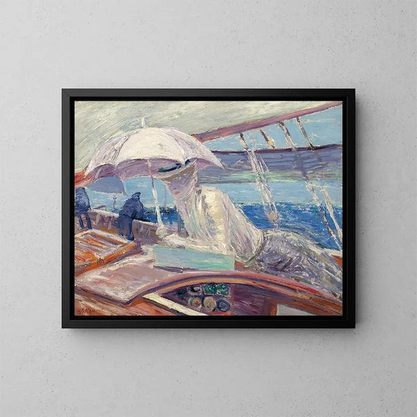 Madame Helleu a bordo del yacht Bird - Paul César Helleu — quadro incorniciato alla parete