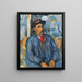 Uomo in camice blu - Paul Cézanne — quadro incorniciato alla parete
