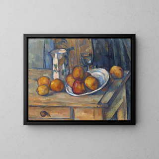 Natura morta con una brocca di latte e frutta - Paul Cézanne — quadro incorniciato alla parete