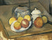 Vaso in paglia, zuccheriera e mele - Paul Cézanne — vista dell’opera
