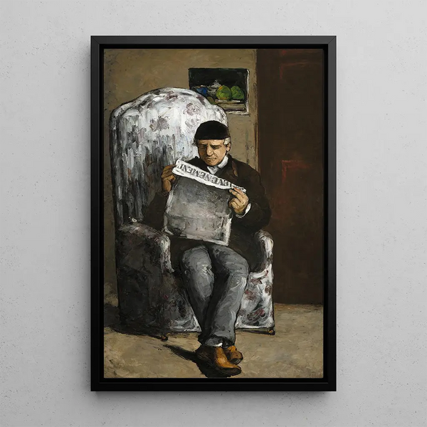 Il padre dell'artista che legge L'Événement - Paul Cézanne — quadro incorniciato alla parete
