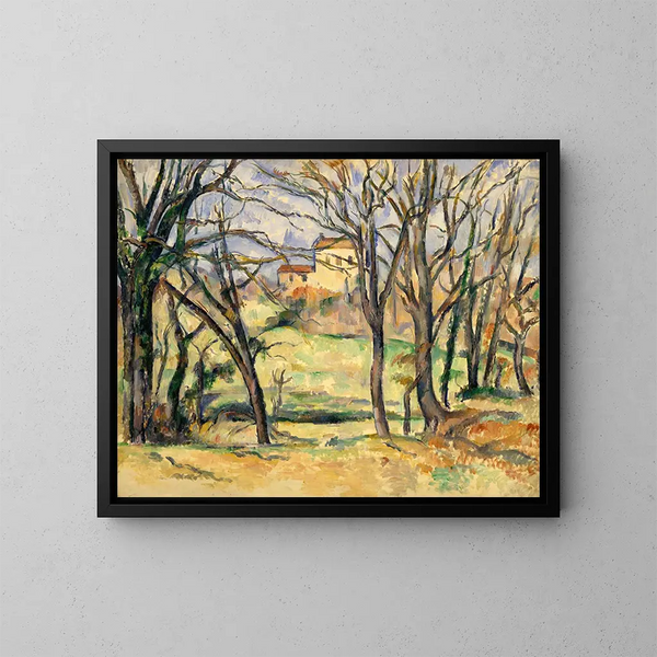 Alberi e case vicino al Jas de Bouffan - Paul Cézanne — quadro incorniciato alla parete