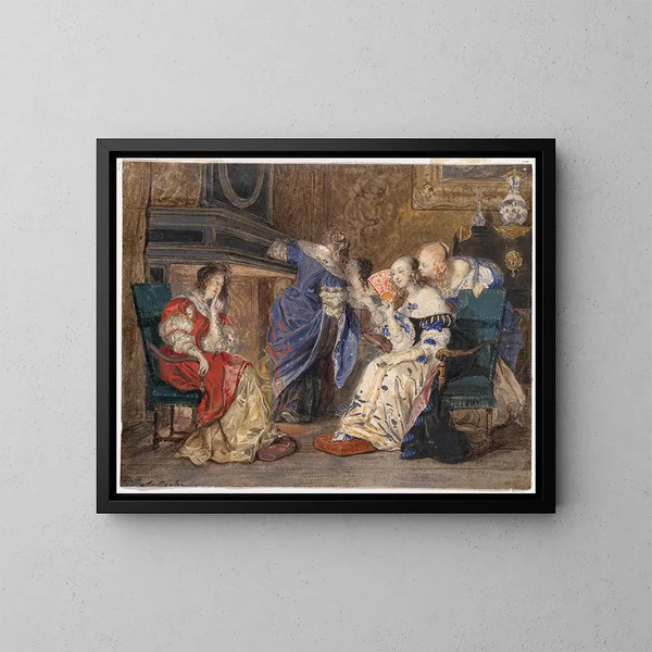 Donne in un interno - Paul Delaroche — quadro incorniciato alla parete