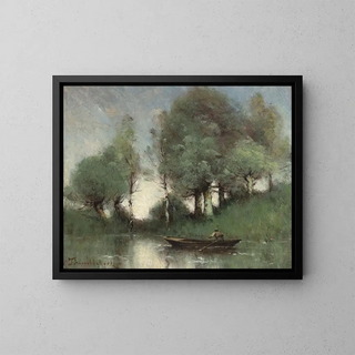 Il Passante sullo stagno - Paul Désiré Trouillebert — quadro incorniciato alla parete