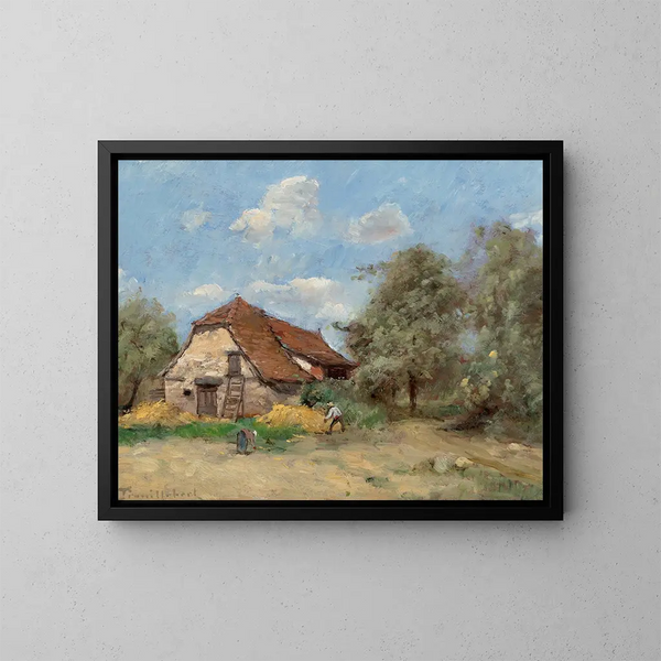Il mietitore vicino alla fattoria - Paul Désiré Trouillebert — quadro incorniciato alla parete