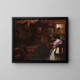 Un intérieur intime - Paul Émile Lecomte — quadro incorniciato alla parete
