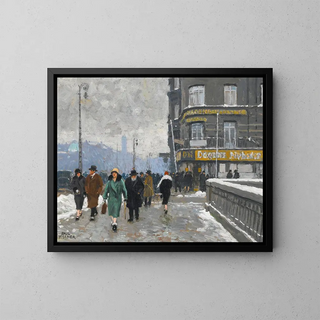 Una strada d'inverno - Paul Fischer — quadro incorniciato alla parete