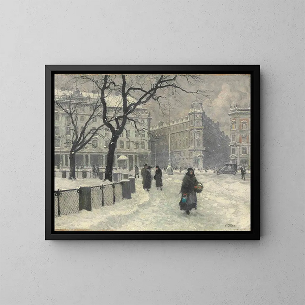Kongens Nytorv a Copenaghen in inverno - Paul Fischer — quadro incorniciato alla parete