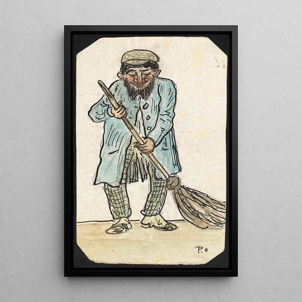 Uomo con scopa - Paul Franz Otto — quadro incorniciato alla parete