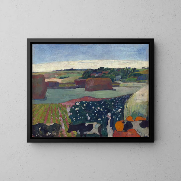 Moli di fieno in Bretagna - Paul Gauguin — quadro incorniciato alla parete