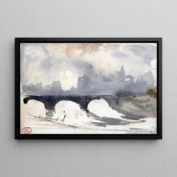 Matinée d'hiver près du Pont Neuf - Paul Huet — quadro incorniciato alla parete