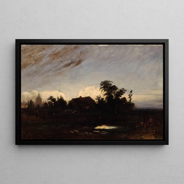 Una pozzanghera vicino alla Glacière al crepuscolo - Paul Huet — quadro incorniciato alla parete