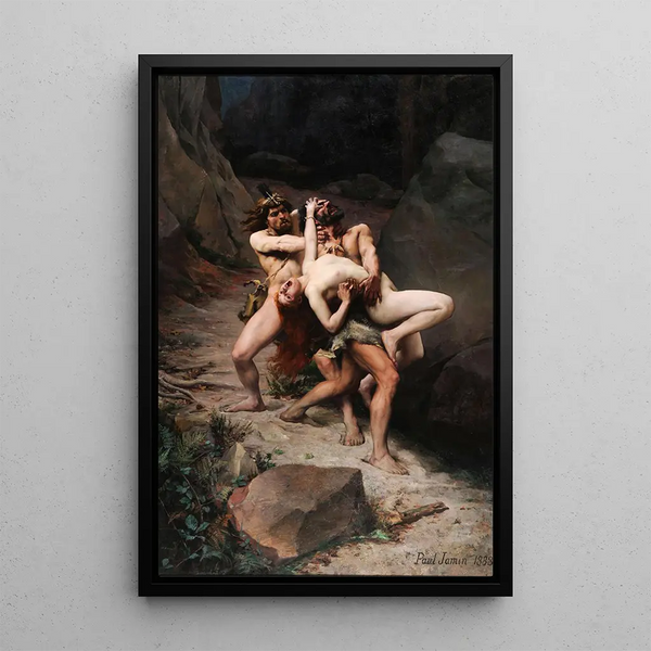 Enlèvement à l'âge de pierre - Paul Jamin — quadro incorniciato alla parete