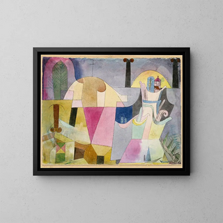 Colonne nere in un paesaggio - Paul Klee — quadro incorniciato alla parete