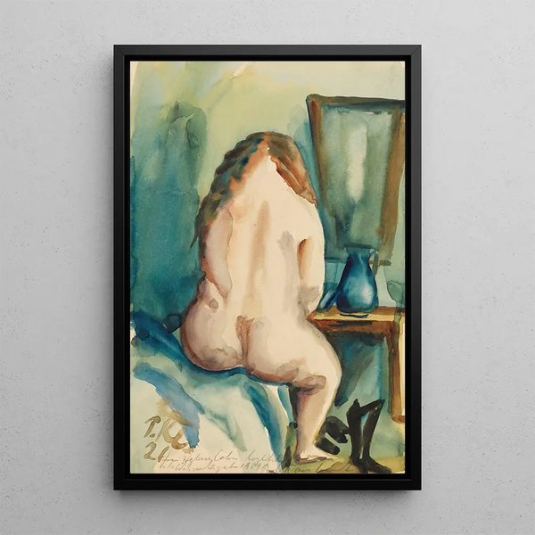 Interno con figura femminile di schiena - Paul Kleinschmidt — quadro incorniciato alla parete