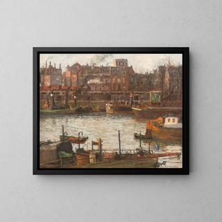 Porto di Duisburg - Paul Kutscha — quadro incorniciato alla parete