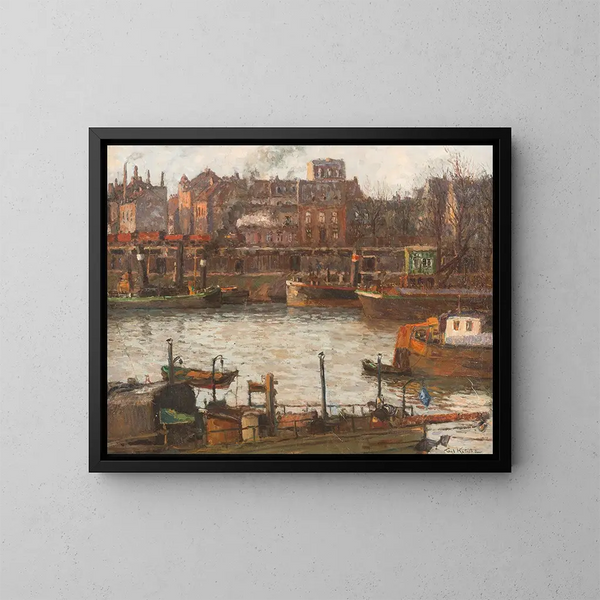 Porto di Duisburg - Paul Kutscha — quadro incorniciato alla parete