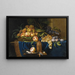 Nature morte con pesche, uva, prugne e spargi-salvia in vermeil - Paul Ligeois — quadro incorniciato alla parete