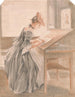 Una dama che copia a un tavolo da disegno - Paul Sandby — vista dell’opera