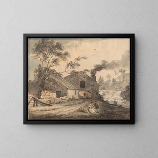 Forge de fer sur la rivière Kent, Westmorland - Paul Sandby — quadro incorniciato alla parete