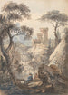Paesaggio italianizzante con castello, cascata e pescatori - Paul Sandby — vista dell’opera