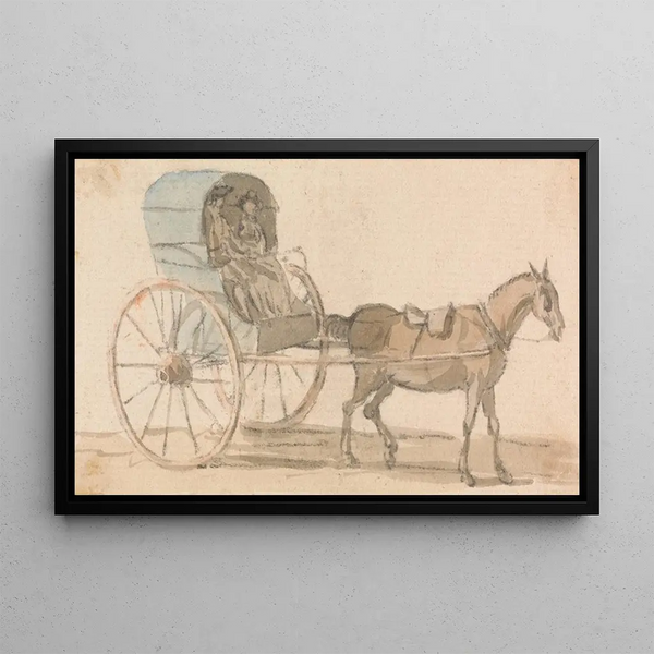 Pony e auto con capote - Paul Sandby — quadro incorniciato alla parete