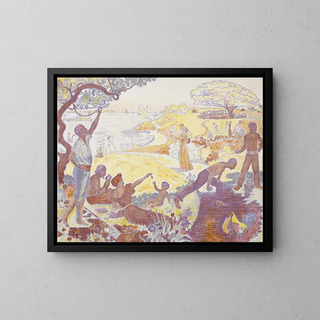 Alla epoca dell'armonia La gioia di vivere Domenica sulla riva del mare - Paul Signac — quadro incorniciato alla parete