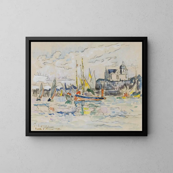 Vista del porto di Dolonne - Paul Signac — quadro incorniciato alla parete