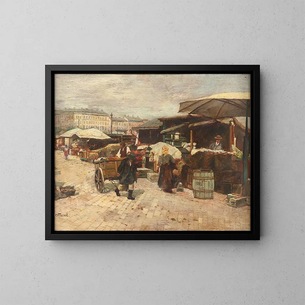 Mercato di Naschmarkt a Vienna - Paul Unbereit — quadro incorniciato alla parete