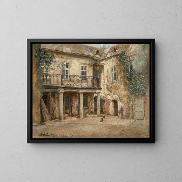 Interno cortile viennese - Paul Unbereit — quadro incorniciato alla parete