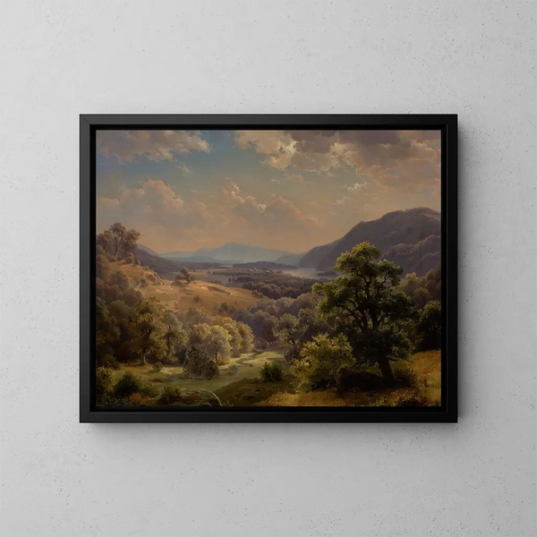 Paesaggio esteso con valle e montagne, la valle del Susquehanna - Paul Weber — quadro incorniciato alla parete
