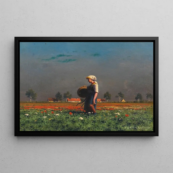 Paul Wilhelm KellerReutlingen - Mdchen mit Korb und Flasche im Mohnblumenfeld.webp