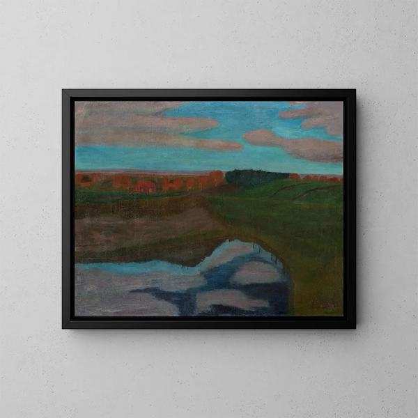 Paesaggio autunnale al Weyerberg con tempio - Paula Modersohn-Becker — quadro incorniciato alla parete