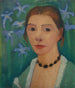 Autoritratto davanti a uno sfondo verde con un iris blu - Paula Modersohn-Becker — vista dell’opera