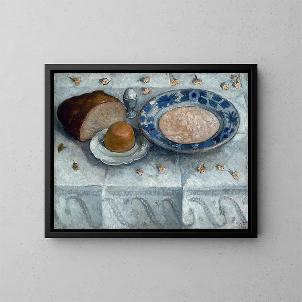Nature morte con una prima colazione di zuppa di latte - Paula Modersohn-Becker — quadro incorniciato alla parete