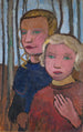 Due ragazze davanti ai pioppi - Paula Modersohn-Becker — vista dell’opera