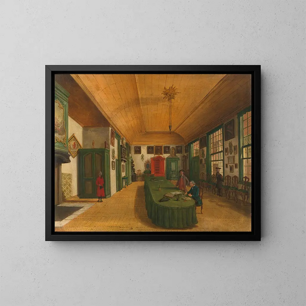 La salle de la società artistica L'arte si acquisisce con il lavoro a Leyde - Paulus Constantijn la Fargue — quadro incorniciato alla parete