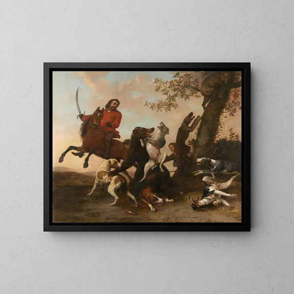 Caccia all'orso - Paulus Potter — quadro incorniciato alla parete