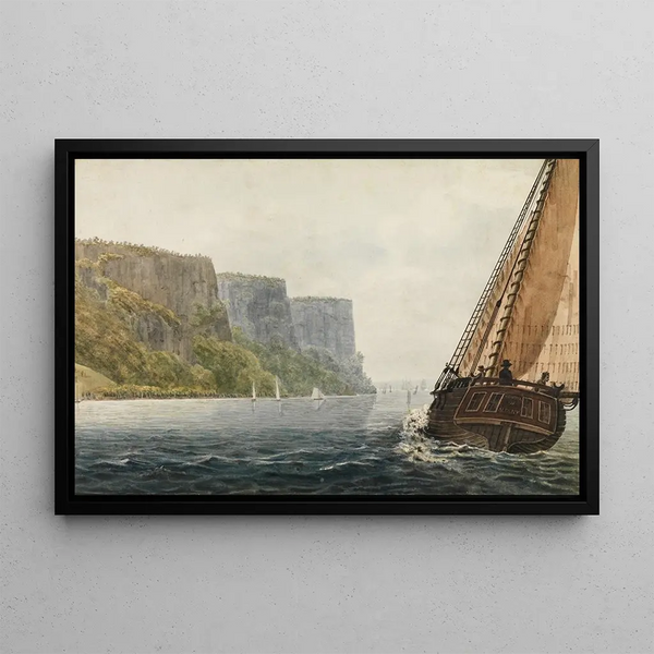 Le Paquebot Mohawk d'Albany passant les Palissades - Pavel Petrovich Svinin — quadro incorniciato alla parete