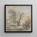 Paesaggio invernale, un viaggiatore attraversa un ruscello su un ponte - Jan Hulswit — quadro incorniciato alla parete
