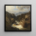 Paesaggio montano con cacciatore sul bordo di un fiume impetuoso - Leonhard Rausch — presentazione a parete dell’opera