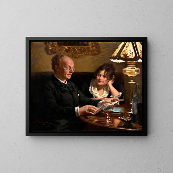 Ritratto doppio dell'attore reale Emil Poulsen (1842-1911) e di sua moglie Anna nata Nser (1849-1934) - Peder Severin Krøyer — quadro incorniciato alla parete