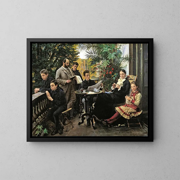 Ritratto della famiglia Hirschsprung - Peder Severin Krøyer — quadro incorniciato alla parete