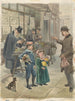 Un uomo mostra due giocattoli per bambini sul marciapiede di una tipografia - Pedro de Weyer — vista dell’opera